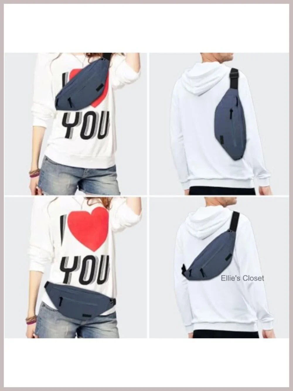 Large Fanny Pack for Men Women Sling Bag 4-Zipper Pockets